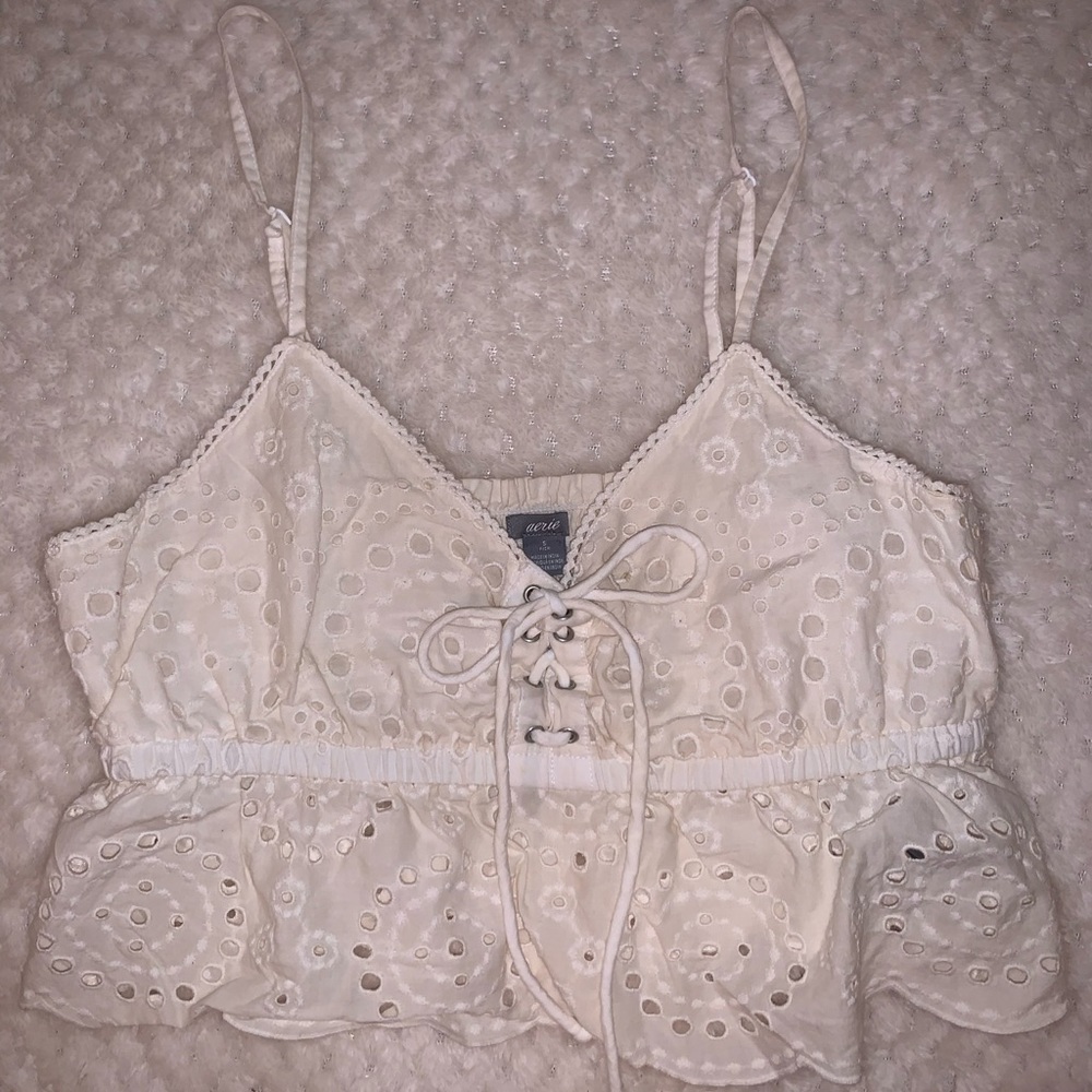 Aerie White Lace Top